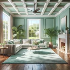 a living room filled with furniture and a fire place next to a window on top of a hard wood floor