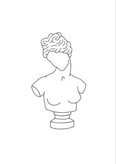 a black and white line drawing of a woman's head with short hair wearing a t - shirt