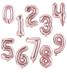 balloons in the shape of numbers on a white background