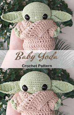 baby yoda crochet pattern is shown here