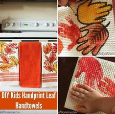 diy kids'handprint leaf towels are easy to make and fun for the whole family