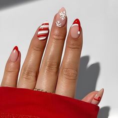 Get into the holiday spirit with these festive Christmas Press On Nails! This 24-piece set features medium almond-shaped nails with a stunning red French tip design, adorned with cute snowflakes, bows, and a glossy finish. Perfect for women and girls, these nails offer a quick and easy way to achieve a stylish, holiday-ready manicure without the salon visit. Each set includes nails, adhesive glue, and a file for easy application. Whether you're celebrating Christmas or just want to add some festive cheer to your look, these nails are the perfect touch!

#ChristmasNails #PressOnNails #FakeNails #FrenchTipNails #ChristmasManicure #HolidayNails #FestiveNails #SnowflakeNails #BowDesign #RedNails #MediumAlmondNails #GlossyNails #CuteNails #NailArt #NailDesign #HolidayBeauty #ChristmasBeauty #Gl