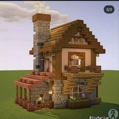 a house made out of wood and bricks