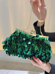 BagForLove - Stylish Glitter Evening Party Clutch: Womens Fashion Hand Purse Product Description Color Green Pattern Type Plain Bag Size Small Type Ruched Bag Material PU Size Chart INCH CM Bag Height Bag Length Bag Width Strap Length 5.1 inch 8.3 inch 1.6 inch 47.2 inch Bag Height Bag Length Bag Width Strap Length 13 cm 21 cm 4 cm 120 cm Details Pictures Similar Products h2 { text-align: center; } /* æ¢è¡ */ li{ white-space: normal; word-break: break-all; word-wrap: break-word; } .red-box { w Glamorous Party Bags With Sequins, Glamorous Sequin Party Bags, Trendy Party Bags With Sequins, Green Sequined Party Bag, Green Summer Party Bags, Red Sequined Party Bags, Glamorous Red Party Bag, Summer Party Embellished Bags, Embellished Party Bags For Summer