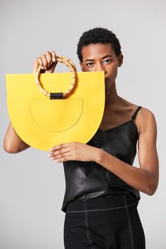 Half Moon Bag | Accessory | VEDA Floral Bags Handbags, Yellow Leather Bag, Oil Bag, Purse Crafts, Triangle Bag, Moon Bag, Diy Bags Purses, Leather Bag Women, Leather Hobo Bag