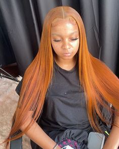 Reddish Ginger Hair, Ginger Wig Black Women, Pink Hair With Brown Roots, Slick Natural Hairstyles, Hair With Brown Roots, Ginger Wig, Light Ginger, Barbie Hairstyle