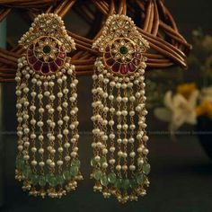 Bridal Jewellry, Vintage Indian Jewelry, Jewellery Kundan, Gold Jhumka, Ruby Bangles, Indian Wedding Jewelry Sets, Gold Earrings Models, Indian Bridal Jewelry Sets