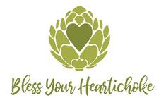 the logo for a heart shaped artichoke