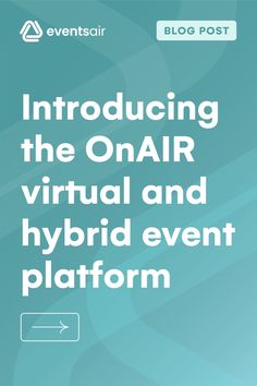 the cover of an event planner with text that reads,'announcing the onair virtual and hybrid event platform