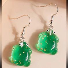 This Unique Pair Is A Wonderful Addition To Your Wardrobe And Your Style; Sure To Get Lots Of Compliments! Gsun1s50u000gmg Cute Green Jewelry For Party, Green Novelty Resin Jewelry, Casual Green Earrings For Gift, Casual Green Earrings Perfect For Gifts, Casual Green Jewelry For Party, Unique Earrings Weird, Funny Jewelry, Boho Drop Earrings, Tassel Drop Earrings