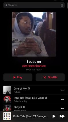 an image of a man on his cell phone with the caption'i put u on destrinesnance play