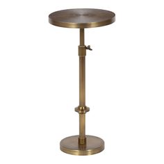 a metal table with a wooden top