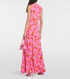 Printed Halterneck Maxi Dress in Multicoloured - Diane Von Furstenberg | Mytheresa Pink Bias Cut Maxi Dress, Spring Bias Cut Maxi Dress, Spring Bias-cut Maxi Dress, Spring Halter Neck Maxi Dress With Bias Cut, Pink Bias Cut Spring Maxi Dress, Pink Bias Cut Maxi Dress For Spring, Printed Halter Neck Maxi Dress, Drape Maxi Dress, Tulip Print