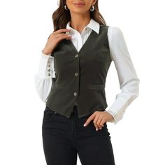 This waistcoat is a professional & distinguished uniform piece, it can be worn buttoned for formal occasions, or left undone for a casual look depending on your venue requirement. Very chic and elegant. Suitable for steampunk-themed, rock party, Halloween, fashion show, casual, costume, etc. I believe you'll be quite happy with the beautiful design and high quality. Measurement (in inches) International Size----------Chest Girth----------Waist Girth----------Shoulder Width----------Length XS---- Business Vest With Button Closure For Fall, Fall Business Vest With Button Closure, Business Vest With Buttons For Fall, Fitted Winter Vest With Snap Buttons, Fall Office Vest With Button Closure, Fitted Button Closure Office Vest, Fitted Vest With Button Closure For Office, Fitted Office Vest With Button Closure, Fitted Vest With Snap Buttons For Work