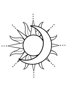 a drawing of the sun and moon