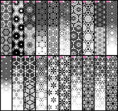 a large collection of black and white patterns