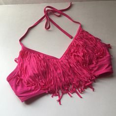 Pink Xhilaration Fringe Top Never Worn! Slight Padding. Ties At Neck And Cute Double Back Clasp. Loved Tyr Bottoms In Olive Green With A Pink Accent Stripe. Adjustable Inside Draw String. Pairs Well Together, But Willing To Sell Separately As Well. Both Pieces Size L. Smoke/Pet Free Home. Open To Offers. Pink Summer Halter Top With Built-in Bra, Pink Stretch Halter Top With Built-in Bra, Pink Party Tops With Built-in Bra, Pink Sleeveless Swimwear With Built-in Bra, Pink Tops With Built-in Bra For Beach, Flirty Pink Halter Neck Top, Pink Halter Top With Built-in Bra For Summer, Flirty Pink Swimwear For Summer, Pink Stretch Halter Top For Swimming