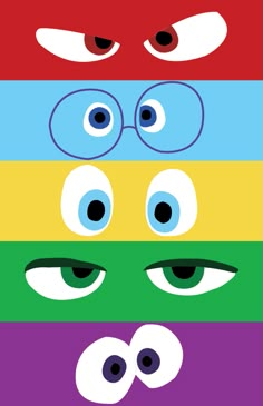 four different colored eyes with one eye open