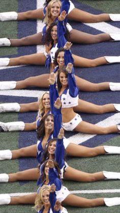 the cheerleaders are lined up in formation