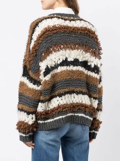 Brunello Cucinelli Кашемировый Джемпер Крупной Вязки  - Farfetch Striped Knit Sweater For Fall, Striped Chunky Knit Sweater, Cable Knit Jumper, Crochet Inspiration, Striped Turtleneck, Cashmere Jumper, Womens Turtleneck, Knitting Ideas, Brown Sweater