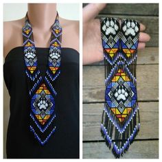 two pictures of different types of beaded necklaces