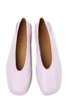 This timeless leather flat features a collapsible heel that provides slip-on convenience and multiple styling options. Leather upper/leather and recycled-polyester lining/synthetic sole Imported Modern Slip-on Ballet Flats For Spring, Leather Slip-on Ballet Flats For Spring, Spring Modern Ballet Flats With Leather Sole, Modern Spring Ballet Flats With Leather Sole, Modern Ballet Flats With Leather Sole For Spring, Modern Slip-on Ballet Flats For Summer, Slip-on Leather Ballet Flats For Spring, Modern Ballet Flats With Rubber Sole For Spring, Spring Leather Footbed Ballet Flats With Closed Toe