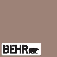 the logo for behr is shown in black and white on a purple background with an image of a bear