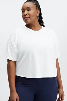 Eco-Conscious Twist Back Short-Sleeve Tee Fabletics white female Activewear >> Womens >> Tops >> Short Sleeve T-Shirts >> Short-Sleeve Top plus Training Made with recycled materials! Click here to learn how we’re committed to keeping the earth in good shape. Solid Color Relaxed Fit Tops For Athleisure, Solid Relaxed Fit Tops For Athleisure, Solid Relaxed Fit Athleisure Tops, Moisture-wicking Relaxed Fit Tops For Loungewear, Basic Moisture-wicking Tops For Loungewear, Moisture-wicking Relaxed Fit Tops, White Moisture-wicking Relaxed Fit Tops, White Cropped Short Sleeve T-shirt For Workout, Moisture-wicking Relaxed Fit Short Sleeve Tops