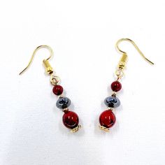 Speckled Red/Black & Grey Beaded Gold Tone Fishhook Earrings. Earrings Are 1.5” Long. I Replaced The Fishhooks On This Pair Of Earrings, Due To The Originals Being Too Tarnished. Earrings Are New Without Tags And Are From Overstock Or Liquidated Merchandise. Earrings Are In Great Condition. Red Dangle Jewelry With French Hook, Fishhook Earrings, Fish Hook Earrings, Long I, Earrings Color, Fish Hook, Black Grey, Lady In Red, Black And Grey