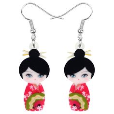 PRICES MAY VARY. Cute Design -- Anime Kimono Geisha Doll Earrings Design Specification -- Doll Weight :3.5g ,Size :1.30*0.94 inches Material -- Made up of acrylic & stainless-steel hooks,double sided pattern,hypoallergenic,NOT 3D! Fashion gifts for women, kimono doll lovers, wife, mom or that special lady for Mother's Day, Valentine's Day,Hannukah, Birthdays, Christmas, Thanksgiving and Cosplay! Design&Produce by DUOWEI Jewelry DUOWEI HAVE COPYRIGHTS Design&Produce by DUOWEI Jewelry DUOWEI HAVE Kimono Geisha, Kimono Doll, Doll Earrings, Anime Kimono, Earrings Charms, Doll Jewelry, Japanese Dolls, Charm Gift, Japanese Style