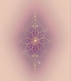 an abstract purple and gold design on a pink background