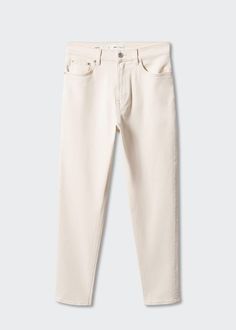 Mom comfort high-rise jeans - Women | Mango USA Cropped Jeans Men, Mango Color, Mango Coats, Ankle Brace, Beige Jeans, Denim Jeans Fashion, Mango Outlet, Mango Jeans, Jean Flare