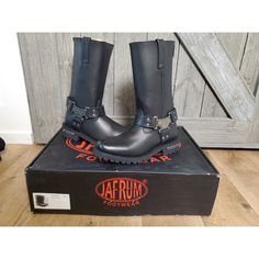 Jafrum Footwear Women's Motorcycle Leather Biker Boots -Black- Size 7.5 - Mb 551. The Boots Are New In Box With Dust Bags For Each Boot! Quick Shipping Fitted Black Punk Moto Boots, Fitted Leather Moto Boots For Outdoor, Biker Boots For Winter, Black Moto Boots For Winter Riding, Black Winter Moto Boots For Riding, Fall Biker Boots For Motorcycling, Winter Moto Boots For Motorcycling, Black Biker Moto Boots For Outdoor, Winter Biker Moto Boots For Motorcycling