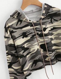 Cute drop shoulder camouflage crop top hoodie Drop Shoulder Hoodie, Embellished Sweatshirts, Crop Top Hoodie, Camo Hoodie, Muslimah Fashion Outfits, Cute Sweatshirts, Dope Outfits, Drawstring Hoodie, Hoodies For Sale