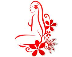 a woman's profile with flowers and leaves in the shape of a heart on a white background