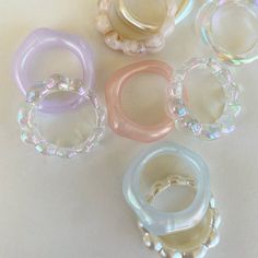 - Acrylic Ring - AB Clear Color and Pearl color - Size US 7 (Can fit US 6.5 - 7.5) - Made in Korea - All GORGIGI jewelry are shipping with custom box / Pouch Ring Resin, Mushroom Ring, Bubble Ring, Ring Pearl, Purple Mermaid, Acrylic Ring, Plastic Ring, Wave Ring, Ring Stack