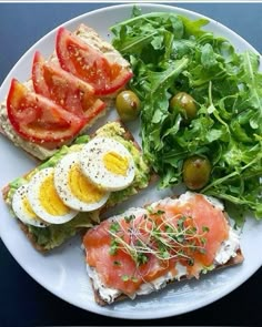 a white plate topped with different types of food