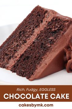 slice of chocolate cake (eggless) Cakes By Mk, Embroidery Cake, Eggless Chocolate Cake, Chocolate Cake Recipe Moist, Brush Embroidery, Amazing Chocolate Cake Recipe, Chocolate Fudge Frosting, Pumpkin Cake Recipes, Fudge Frosting