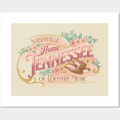 the nashville home tennessee country music logo with flowers and an old - fashioned teapot