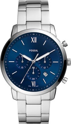 Amazon.com: Fossil Men's Neutra Quartz Stainless Steel Chronograph Watch, Color: Silver (Model: FS5792) : Clothing, Shoes & Jewelry Fossil Watches For Men, Sporty Watch, Chrono Watches, Mens Chronograph, Gents Watches, Chronograph Watch Men, Fossil Watch, Fossil Watches, Skagen