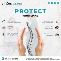 👩‍⚕️ Protect your spine, it's the backbone of your health! 💪 #SpineAlign #Physiotherapy  🚶‍♀️🌱   Schedule your physiotherapy session online or offline now Call +91 8208227574.📅  ADDRESS:  205, Nirvana Complex, road, opposite Seasons Mall, Magarpatta, Hadapsar, Pune, Maharashtra 411013 #PainFreeLiving #PhysiotherapyMagic #SpineAlign #HolisticHealing #physiotherapy #physiotherapysessions Clinic Poster, Healthcare Ads, Medical Terminology Study, 2024 Board, Education Poster Design, Musculoskeletal Pain, Chiropractic Adjustment, Aesthetic Posters, Spine Health