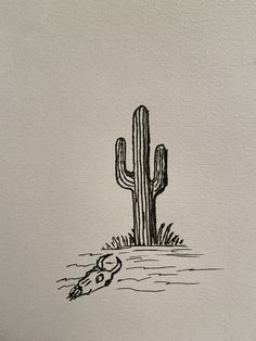 a drawing of a cactus in the desert