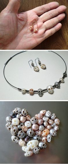 New Miniature Anatomical Sculptures and Jewelry Carved From Pearls by Shinji Nakaba Pearl Skull, Gothic Jewelry Diy, Skull Jewelry, Men Earrings, Fantasy Jewelry, Gothic Jewelry, Ear Jewelry, Jewelry Ideas, Ring Necklace