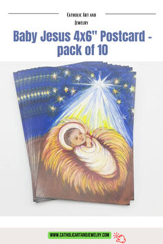 the baby jesus 4x6 postcard pack is shown