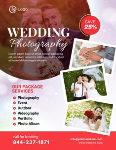 a flyer for a wedding photography event