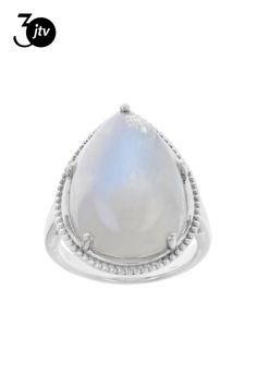 20x14mm Pear Shaped Rainbow Moonstone Rhodium Over Sterling Silver Ring. Measures Approximately 0.72"L x 0.93"W. Not Sizeable. White Rainbow, Rainbow Moonstone, Pear Shaped, Sterling Silver Ring, Moonstone, Silver Ring, Sterling Silver Rings, Pear, Silver Rings