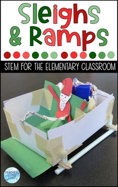 Christmas STEM projects have been so fun to develop! Kids are already excited and this challenge worked so well! They loved building and decorating these sleighs! This unique idea will really present great problem-solving opportunities as your students pre-test their sleighs. It's an amazingly fun challenge! Christmas Stem Activities 4th Grade, Elf Trap Stem Challenge, Christmas Steam Activities Elementary, Fun Winter Classroom Activities, Build A Sled Stem Challenge, Class Christmas Activities, Christmas Unique Ideas, Christmas Stem Challenges For Kids, Steam Christmas Activities