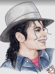 a drawing of michael jackson wearing a hat