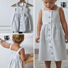 Baby and Girl Pinafore Dress Pattern with Front Pockets and | Etsy Girls Pinafore Dress Pattern Free, Easy Sew Kids Clothes, Easy Toddler Dress Pattern, Simple Kids Dress Pattern, Sewing Toddler Clothes, Toddler Girl Dress Pattern, Sewing Girls Dresses, Free Dress Patterns For Kids, Diy Baby Girl Clothes