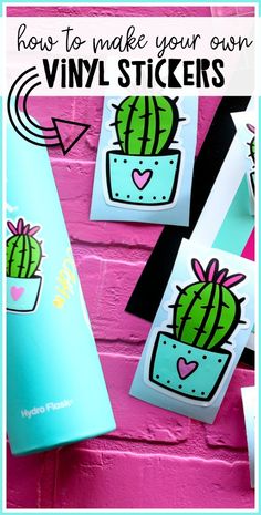 how to make your own vinyl stickers with pictures of cacti in pots